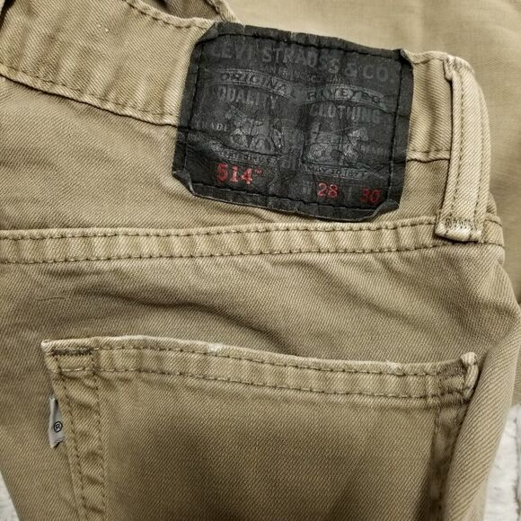 Levis Jeans Mens 28x30 Brown 514 Slim Straight Light Wash American Denim - Picture 10 of 11